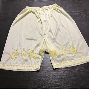 Vintage Pale Yellow Embroidered Half Slip Shorts